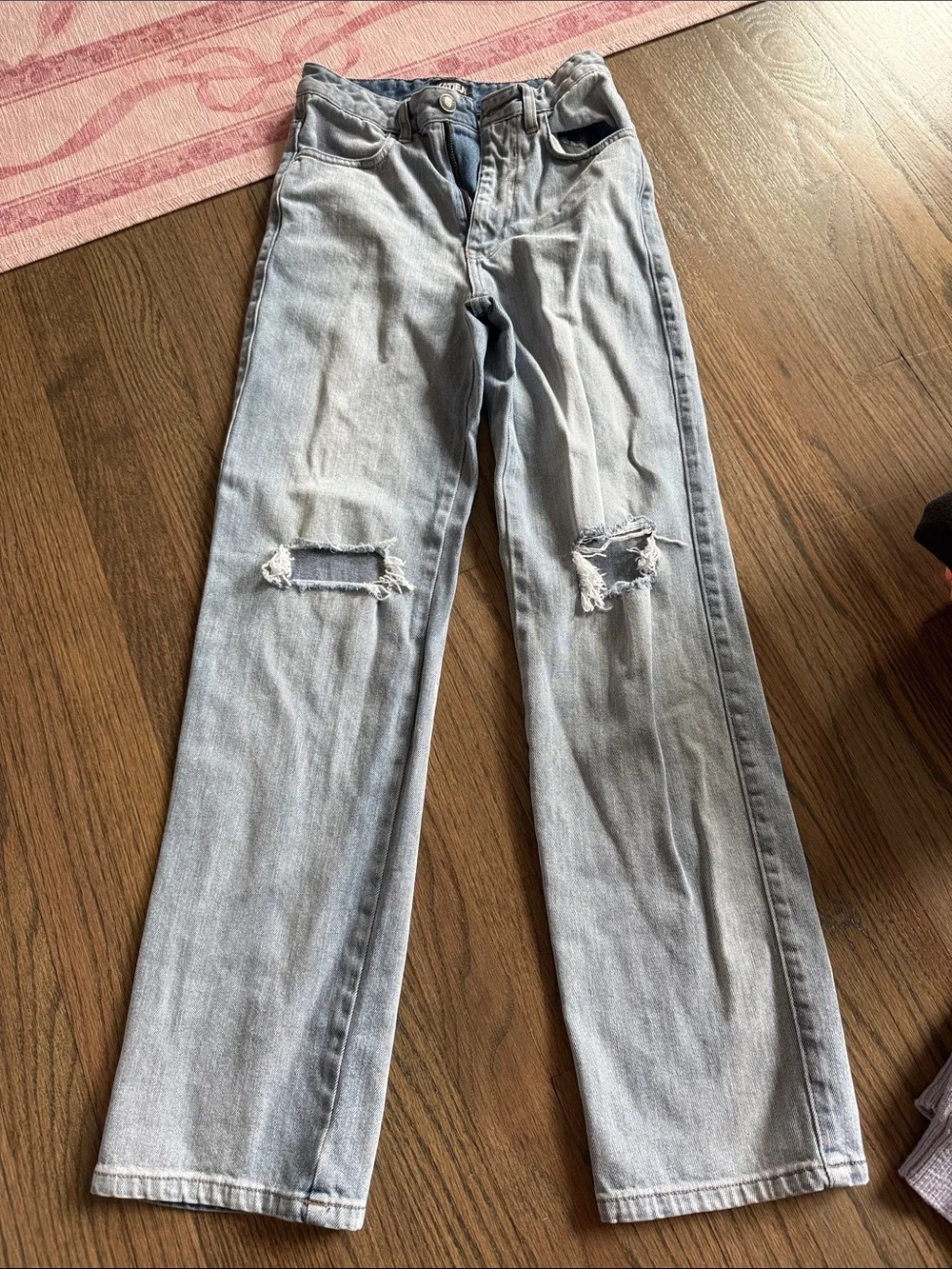 Katie J NYC Light Blue Distressed Straight-Leg Jeans